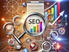 DALLE 2025 01 09 23.53.53 A professional and visually engaging representation of SEO Search Engine Optimization. The image features interconnected elements such as a search e