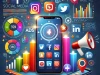 DALLE 2025 01 14 15.40.38 A professional and visually appealing illustration representing social media marketing. The image features a central smartphone screen displaying popu